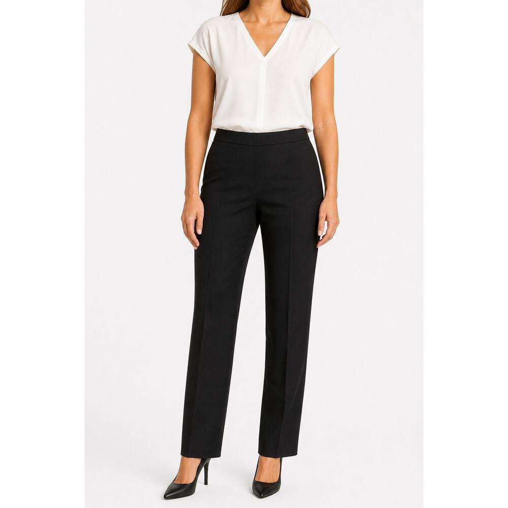 Dana Buchman Black Wool Blend Side Zip Lined Dress Pants Womens 14 No Pockets